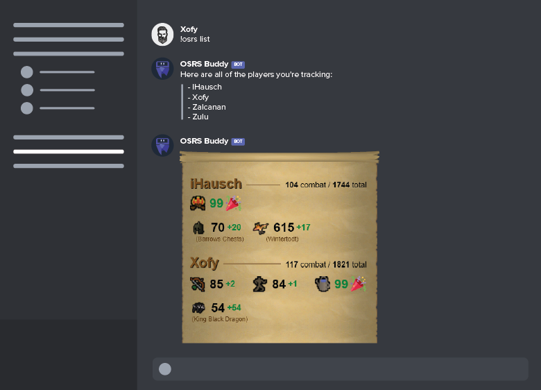 A mock of the Discord UI